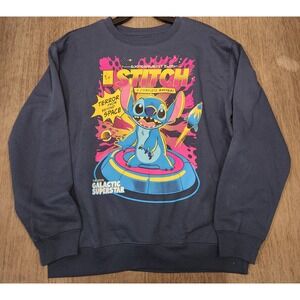 MD Stitch Experiment 626 Galactic Superstar Graphic Sweatshirt Navy Blue Women's